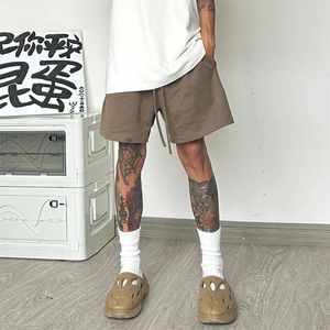 Heren Shorts Summer Casual Mens Solid Color Draws String Lace-Up Fashion Short Pant Men Streetwear Trendy Loose Straight Male