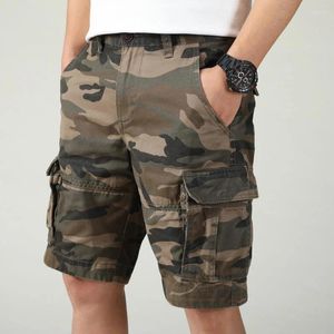 Pantalones cortos para hombres Verano Casual Al aire libre Camuflaje suelto Deportes Ropa de trabajo Pantalones Moda Múltiples bolsillos Tubo recto