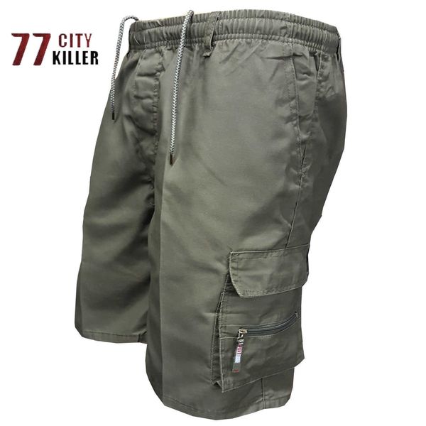 Shorts de hombres de verano Mases de verano de verano Táctico de jogging Tactical Tactical de cinco puntos Cotton la cintura elástica de bolsillo Y2302