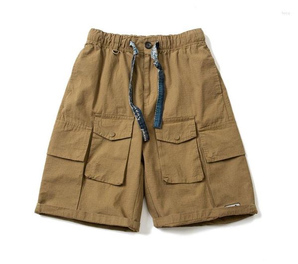 Shorts pour hommes Summer Cityboy Lâche Multi Poche Style National Pantalon à cordon Tendance Japon Kaki Armée Vert