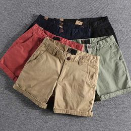 Shorts masculins Classic Classic American Vintage Washed Work Clothes Shorts pour hommes Slim Fit Trend Simple et polyvalent Casual Youth Quarter Pants Y240507