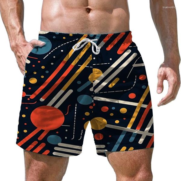 Pantalones cortos para hombre Verano Color Costura Impresión 3D Estilo casual Tendencia de moda Suelta