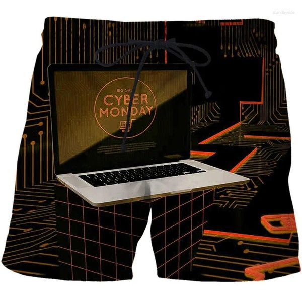 Shorts masculins Summer Cool 3d Cyber ​​Monday Imprimerie plage Men Fashion Board AI Graphic Swimming Streetwear Clothing Pantal