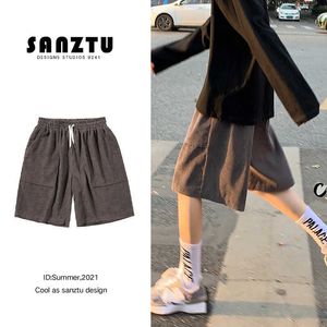 Shorts pour hommes été velours côtelé mode rétro cordon décontracté s Streetwear ample Hip Hop poche droite M-3XL T221129