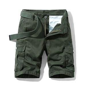 Heren shorts Summer Cotton Tactical Cargo Shorts Men Men Fashion Khaki Shorts Casual militaire korte broek losse pocket Heren Korte groen 230428