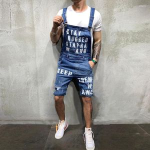 Shorts pour hommes Summer Denim Combinaison Hommes Hip Hop Jogging Streetwear Mode Slim Travail Lettre Imprimé Salopette Male268K