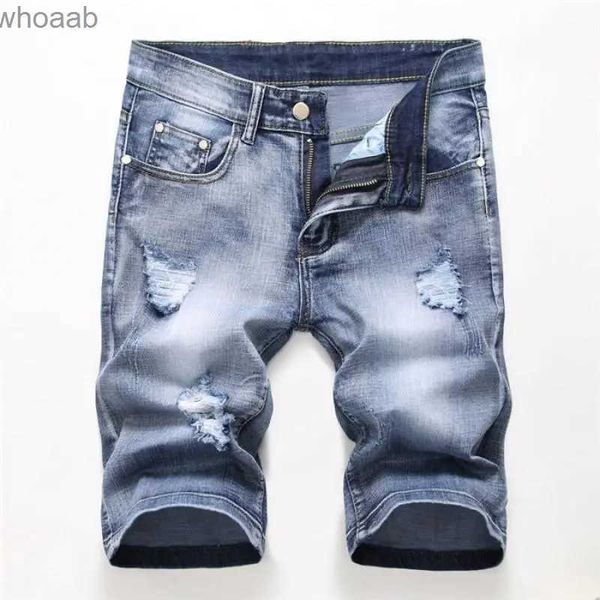 Pantalones cortos para hombres Pantalones cortos de mezclilla de verano Hombres Fahsion Hole Jean Shorts Bermudas Skate Board Harem Mens Jogger Tobillo Rasgado Onda Longitud de la rodilla Tallas grandes YQ240111