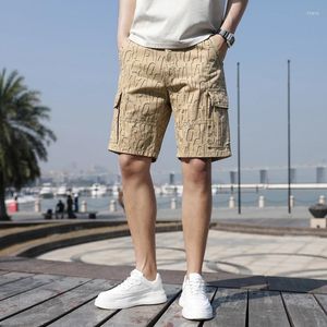Shorts masculins Été élastique hauts hautes poches géométriques Impression de sport décontracté pantalon vintage pantalon de style anglais
