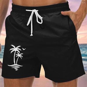 Heren shorts Summer Fashion Strandbroek Kokosboomdruk 3D -patroonstof Comfortabele zachte en losse geschikte vakantievrije tijd