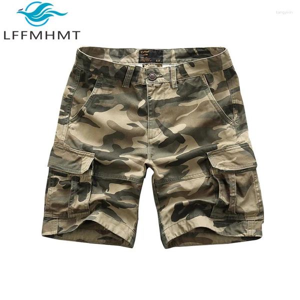 Pantanos cortos para hombres Cargo de camuflaje de verano adolescentes de alta calidad al aire libre algodón transpirable múltiples bolsillos de longitud de longitud