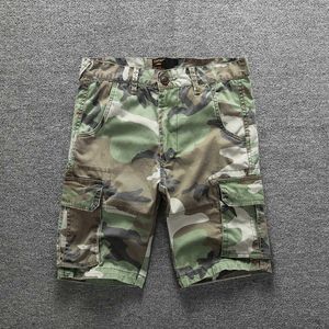 Shorts masculins de mode d'été camouflage imprimement rétro de cargaison multi-poche short de combat extérieur coton pantalon de demi-longueur j240407
