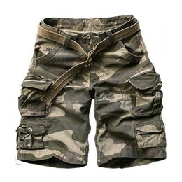 Heren shorts Summer Fashion Military Cargo Shorts Men Hoge kwaliteit katoencasual heren shorts multipocket gratis riem G230131