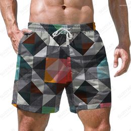 Pantalones cortos para hombre Verano Líneas fluorescentes 3D Impreso Personalidad Estilo casual Moda