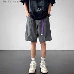 Shorts pour hommes Salopette fonctionnelle d'été pour hommes unisexe Y2k Street Fashion pantalons décontractés brodés shorts de sport longueur au genou shorts cargo Q240305