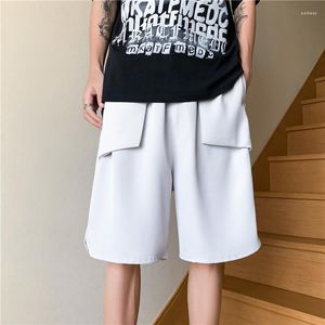 Shorts pour hommes Été Gris Noir Hommes Mode Rétro Poche Streetwear Lâche Respirant Soie Glace Hommes Plage M-2XL