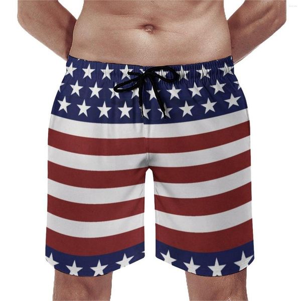 Pantalones cortos para hombre Gimnasio de verano Bandera estadounidense EE. UU. Corriendo Patriótico 4 de julio Diseño del orgullo de América Playa Bañador informal de secado rápido