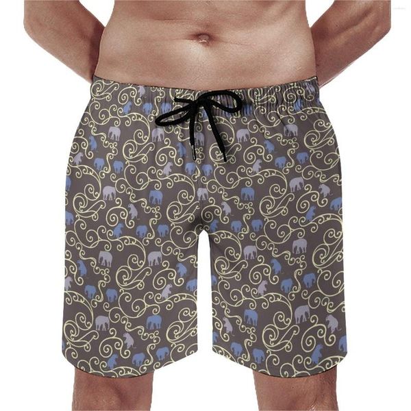 Shorts pour Hommes Été Gym Mignon Éléphant Sports Filigrane Imprimé Motif Planche Pantalon Court Vintage Séchage Rapide Maillot De Bain Grande Taille