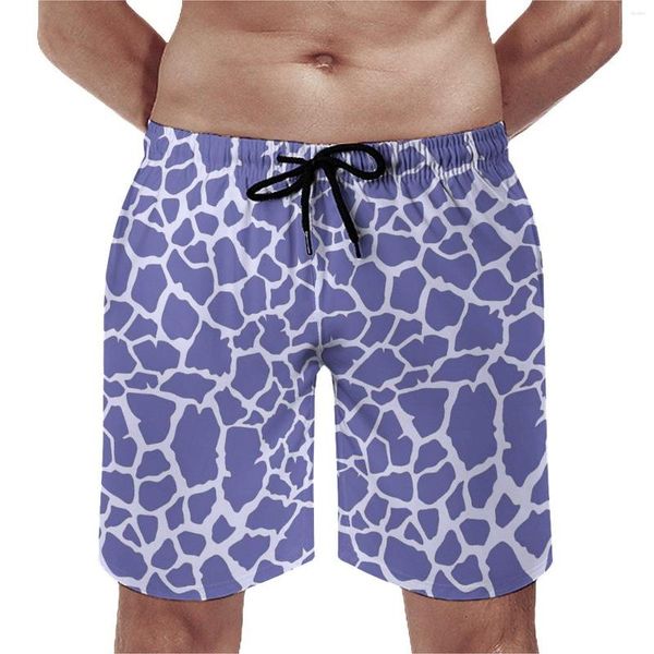 Pantalones cortos para hombre Gimnasio de verano Estampado de jirafa Deportes Diseño azul y blanco Pantalones cortos Retro Bañadores de secado rápido de gran tamaño