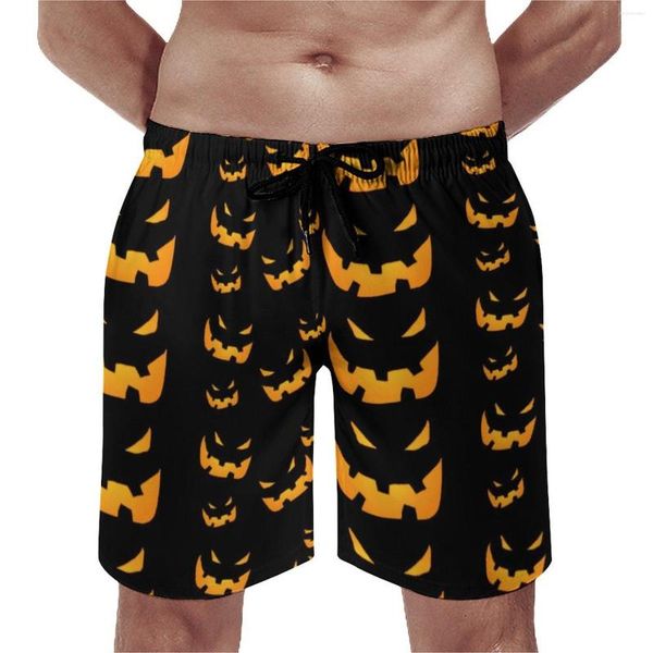 Pantalones Cortos para Hombres Gimnasio De Verano Sonriendo Ropa Deportiva De Halloween Calabazas Estampado Tablero Impreso Pantalones Cortos Lindos Troncos De Playa De Secado Rápido Tamaño Grande