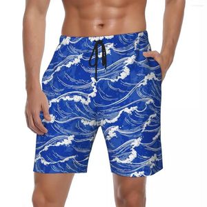 Pantalones cortos para hombres Gimnasio de verano Hombres Japón Olas azules Deportes Surf Primavera Pantalones cortos de playa personalizados Elegante Secado rápido Troncos de natación Tamaño grande