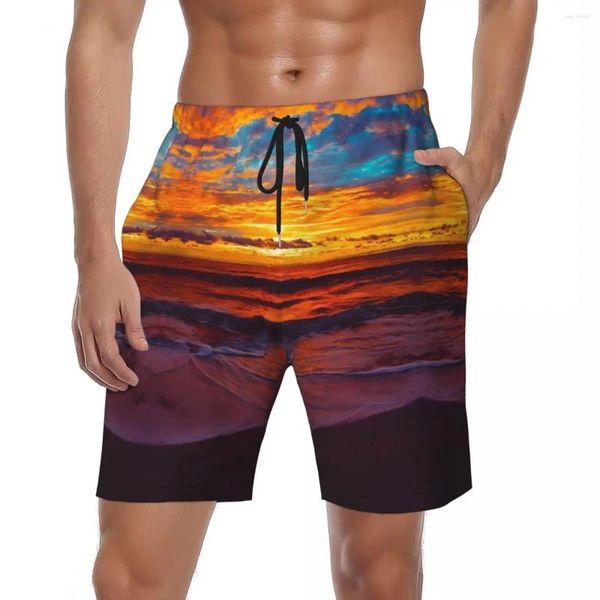 Shorts pour hommes Summer Gym Hommes 3D Seaside Sunrise Running Esthétique Custom DIY Board Pantalon court Hawaii Quick Dry Beach Trunks Plus Taille