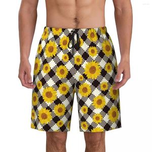 Shorts pour hommes Summer Gym Hommes Tournesol Damier Sports Noir et Blanc Plaid Board Pantalon court Y2K Funny Confortable Maillot de bain