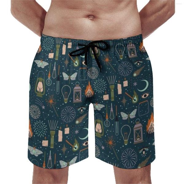 Short masculin Summer Gym Moon Stars Print Sportswear Light La façon dont la plage pantalon court pantalon vintage rapide à sec Trunks plus taille