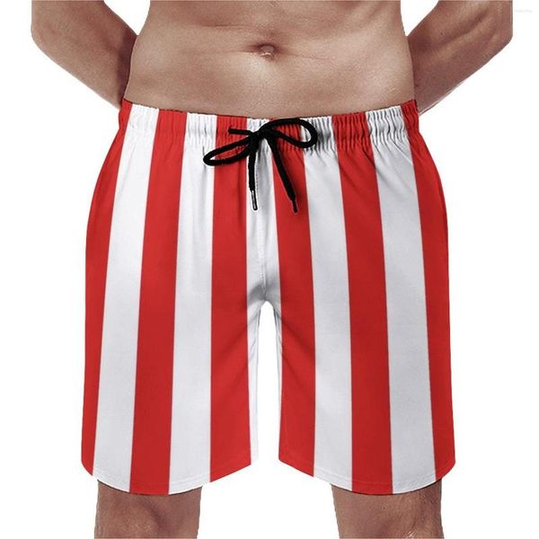 Short de sport d'été pour hommes, vêtements de sport rayés rouge et blanc, Design imprimé Vintage, maillot de bain confortable, grande taille