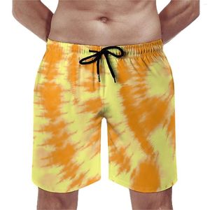 Herenshorts Zomer Gym Tie Dye Print Sport Surf Oranje en geel Design Strand Hawaii Sneldrogend Zwembroek Grote maten