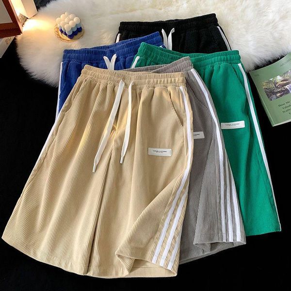 Pantalones cortos de verano para hombre, bonitos deportes, moda, pana, sueltos, informales, monos de calle, pantalones de cinco puntos, ropa para hombre