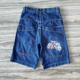 Short masculin Summer Hip Hop Cartoon Graphic Dice 7 broderie jeans harajuku rétro Baggy jorts pour hommes y2k jnco gym basketball