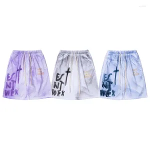 Pantalones cortos para hombres pintura de tinta de verano elegante letra de graffiti pantalones intermedios quinto al por mayor