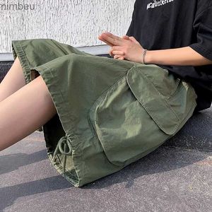 Shorts pour hommes Été kaki vert noir coton Shorts hommes mode rétro poche Shorts hommes Streetwear ample jambe large Shorts hommes Cargo Shorts 240226