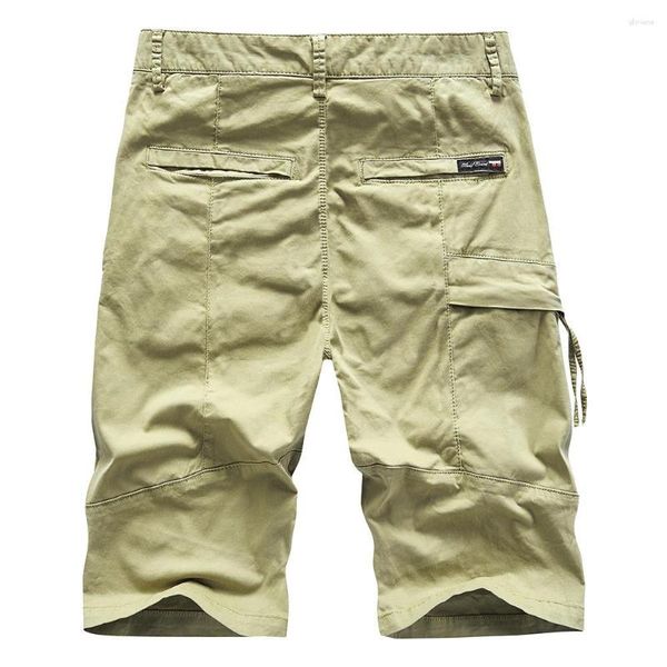 Pantalones cortos para hombres Longitud de la rodilla de verano Pantalones cortos casuales Hombres Ajuste recto Cremallera lateral para hombre 2023 Negro Khaki Cargo