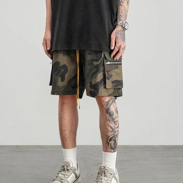 Short d'été pour hommes, grande poche, vêtements de travail, Camouflage, rétro, décontracté, sport ample, pantalon à cinq points, vêtements masculins