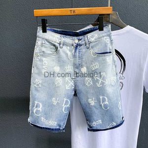 Shorts pour hommes été bleu clair Denim Shorts pour homme mince Stretch Jeans Shorts haute qualité homme coton coupe droite Short Jeans taille 36 T230502