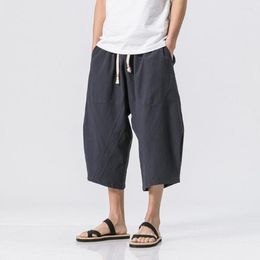 Shorts pour hommes été lâche coton lin pantalons décontractés sarouel Style chinois mollet longueur pantalons de survêtement hommes vêtements