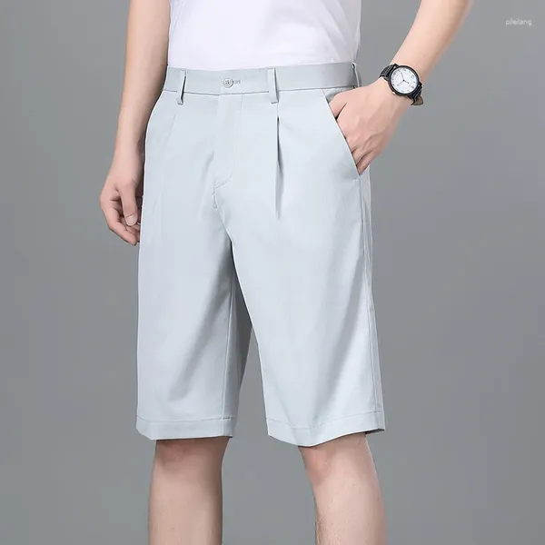 Pantalones Cortos para Hombres Verano Suelto Tubo Recto Color Sólido Guapo Tendencia De Moda Pantalones De 5 Puntos Coreano Casual Juventud Versátil Simple Corto