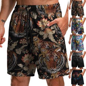 Shorts pour hommes Été Homme Mode Imprimé Hawaïen Plage À Lacets Confortable Respirant Pantalon Court À Séchage Rapide