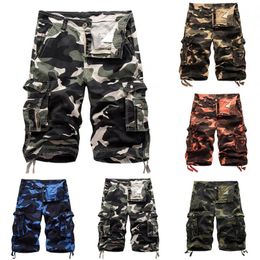 Heren shorts shorts zomer heren outdoor camouflage werkkleding zakken casual halve broek mid-taist knoopte los bib werkkleding's