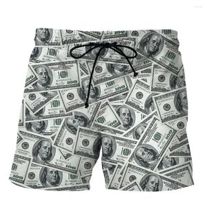 Heren shorts Summer Men Fashion 3d Dollar Printing Clothing Boys Kids Casual Hawaii Vakantie Male Vintage Beach