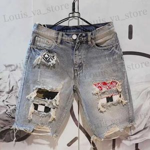 Heren shorts Summer Men Hole denim korte broek mode mode bedelaar schraap vijfdelige jeans shorts 240115 T240411