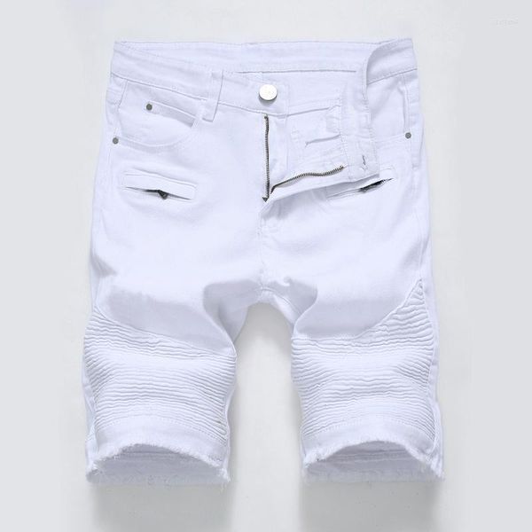 Shorts pour hommes Été Hommes Jeans Longueur au genou Couleur unie Fermeture à glissière personnalisée Conception Mode Homme Denim Blanc Noir Rouge