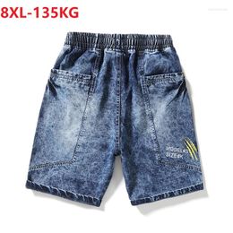 Shorts pour hommes été hommes Style coréen Denim mode lettre jean grande taille 6XL 7XL 8XL élasticité ample Cool Hipster