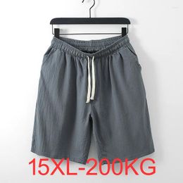 Shorts para hombres Summer Men talla grande 5xl 6xl 7xl 8xl 9xl 10xl 14xl 15xl Lino de algodón Cintura de elástica Cortera suelta