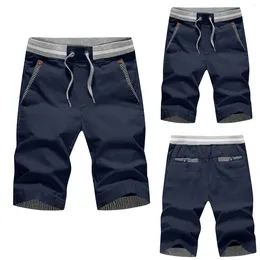 Short d'été pour hommes, poches de sport, ample, décontracté, solide, pantalon droit, couleur, cordon de serrage, vêtements brodés M