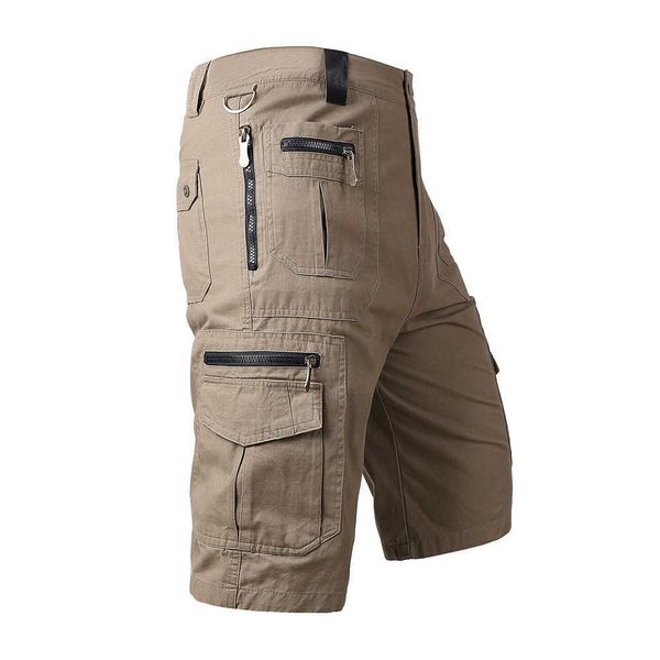 Herren -Shorts Sommer -Herren -Coton -Baumwoll -Cargo -Shorts Overall lange Länge Multi -Taschen -Heißhöche Militärische Capri Hosen Männliche Taktische Kurzzeit Z0216