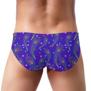 Shorts pour hommes Summer Hommes Maillot de bain Plumes de paon Triangle Trunks Sexy Taille basse Maillots de bain Mode Beach Surf Board