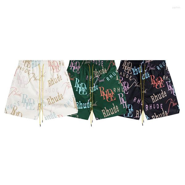 Pantalones cortos de verano para hombres y mujeres 1:1 de alta calidad con estampado completo estilo playero pantalones de cintura elástica con cordón interior de malla con etiquetas