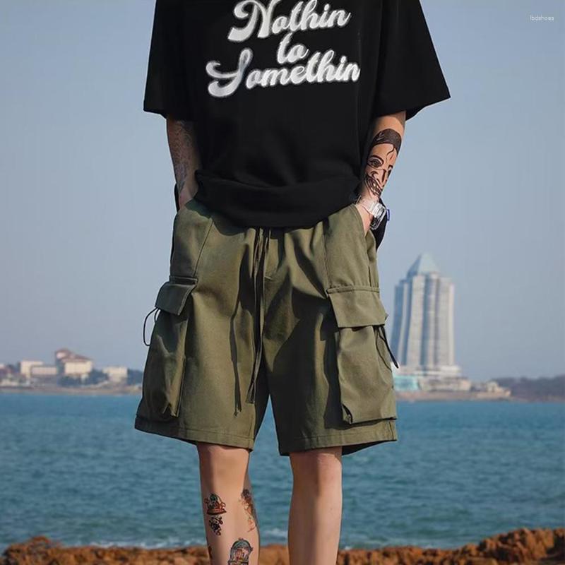 Herren Shorts Sommer Herren Cargo Mode Knielange Kordelzug Casual Hosen Männer Street Solid Unisex Streetwear